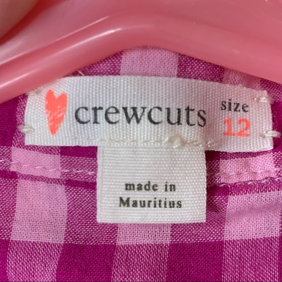 CREWCUTS Plaid Checked Cotton Button Down Shirt Casual Raspberry Pink Size 12 - Picture 2 of 8
